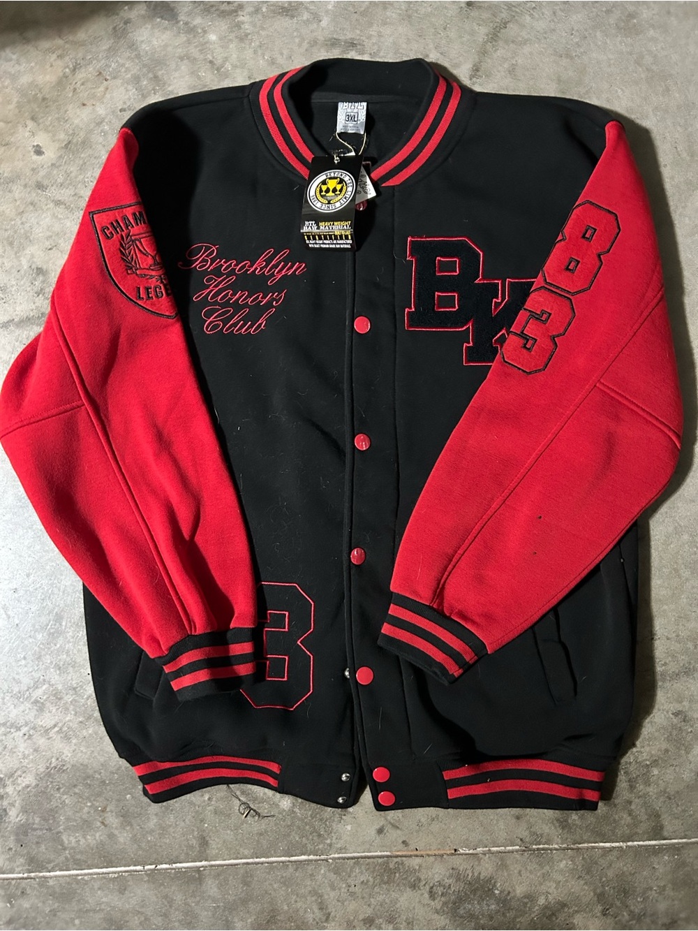 Brooklyn Honors Club Varsity Jacket 3XL NWT Heavyweight Black Red